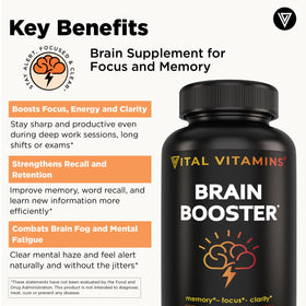 Capsules de Vital Vitamins Compléments Alimentaires Cérébraux sur une table
