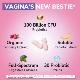 Capsules de Vitalibre Probiotiques pour Femmes sur une surface blanche