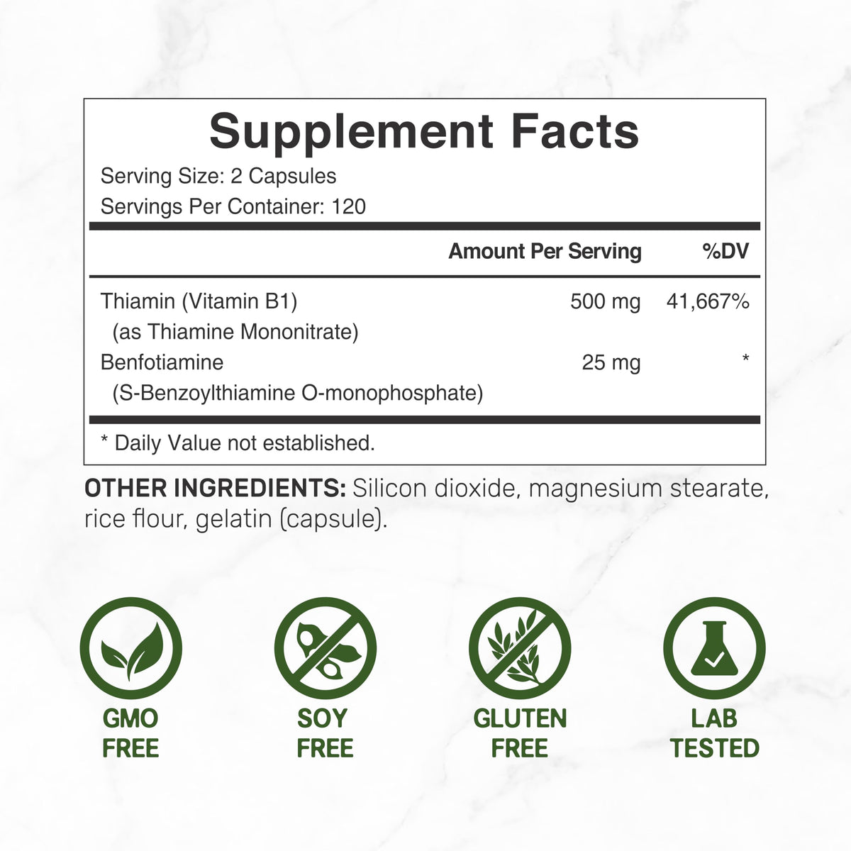 Capsules de vitamine B1 Deal Supplement sur une table