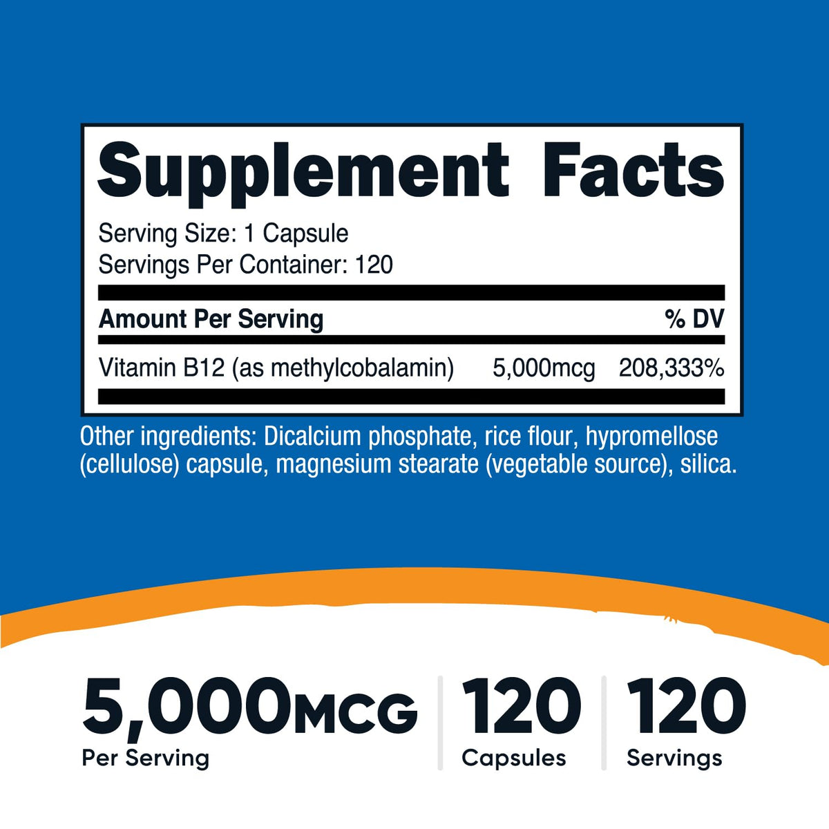 Capsules de Vitamine B12 Methylcobalamine Nutricost, vue de près