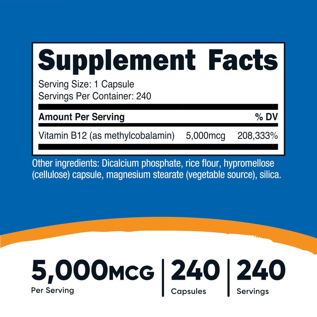 Capsules de Vitamine B12 Nutricost sur une table