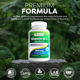 Capsules de vitamine B2 Best Naturals sur une surface en bois