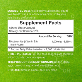 Capsules de Vitamine B3 Nicotinamide 1000 mg sur une surface blanche