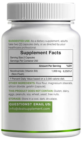 Capsules de Vitamine B3 Nicotinamide sur un fond naturel