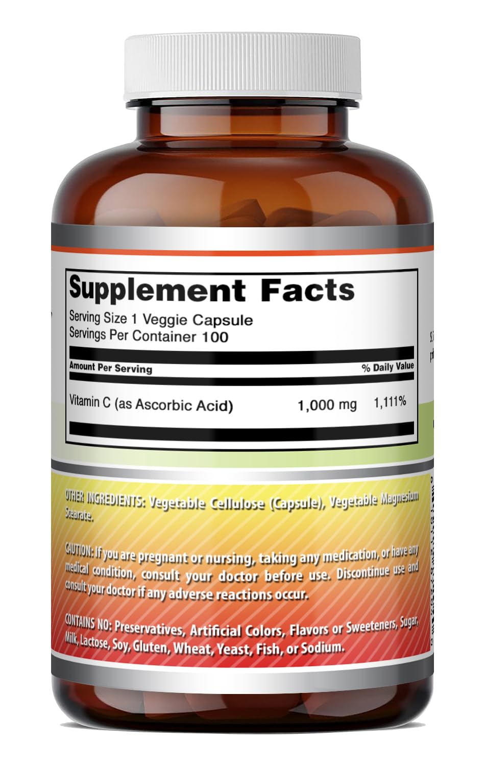 Capsules de Vitamine C 1000 mg avec des ingrédients naturels