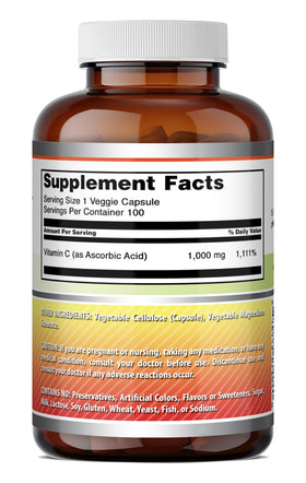Capsules de Vitamine C 1000 mg avec des ingrédients naturels