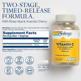 Capsules de Vitamine C 1000mg SOLARAY sur une surface blanche