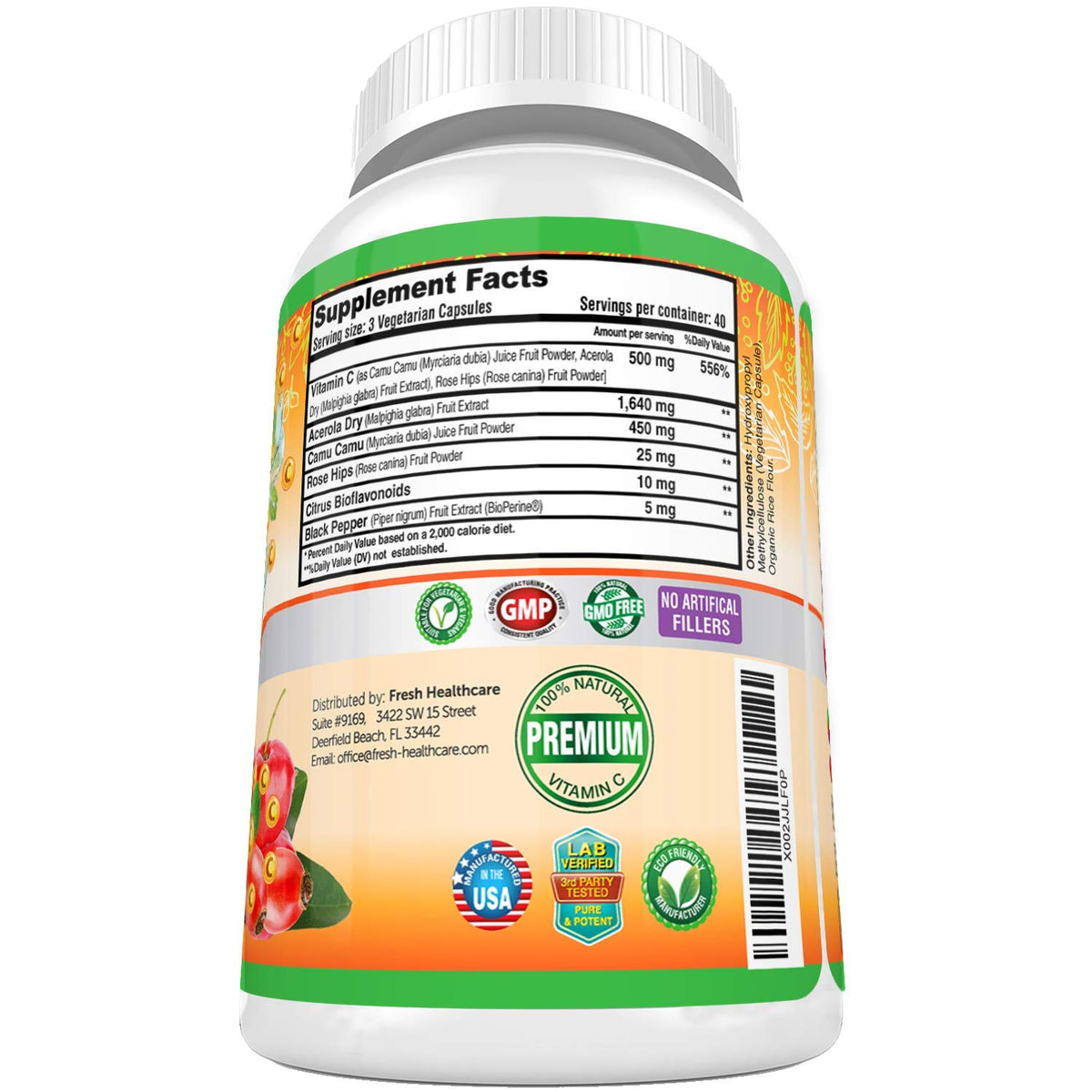 Capsules de Vitamine C 500mg FRESH HEALTHCARE prêtes à être consommées