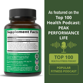 Capsules de Vitamine C à l'Acerola Peak Performance sur fond blanc