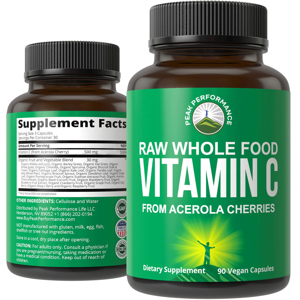 Capsules de Vitamine C à l'Acerola Peak Performance vue avant