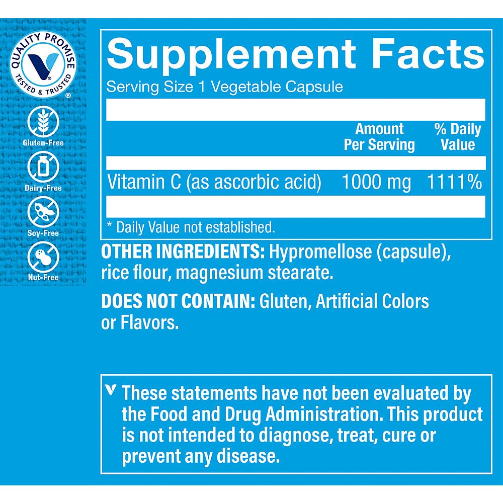 Capsules de vitamine C C-1000 de The Vitamin Shoppe en gros plan