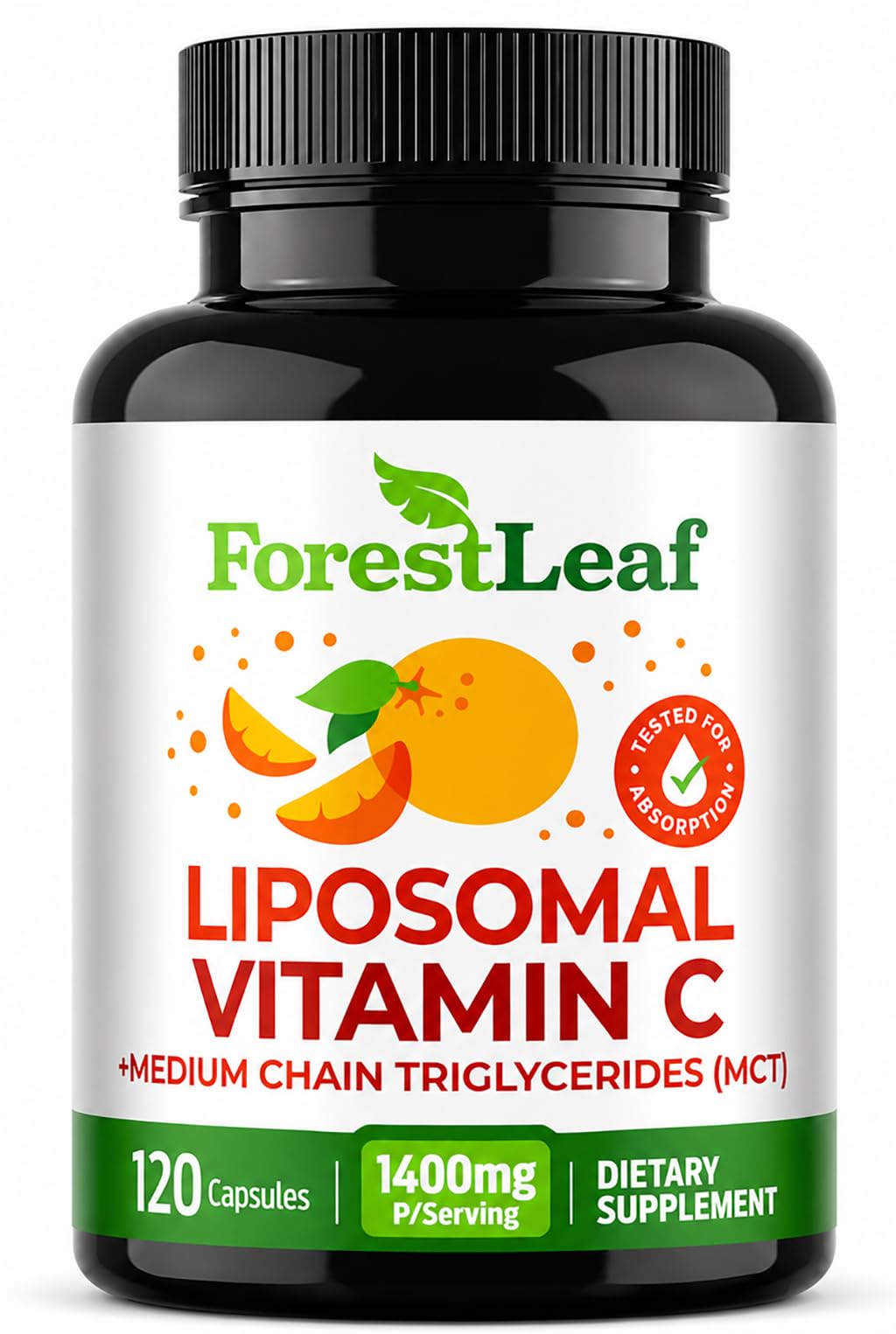 Capsules de vitamine C ForestLeaf 1400mg vue de face