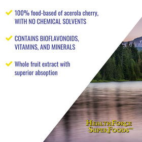 Capsules de Vitamine C HEALTHFORCE SUPERFOODS dans une cuillère