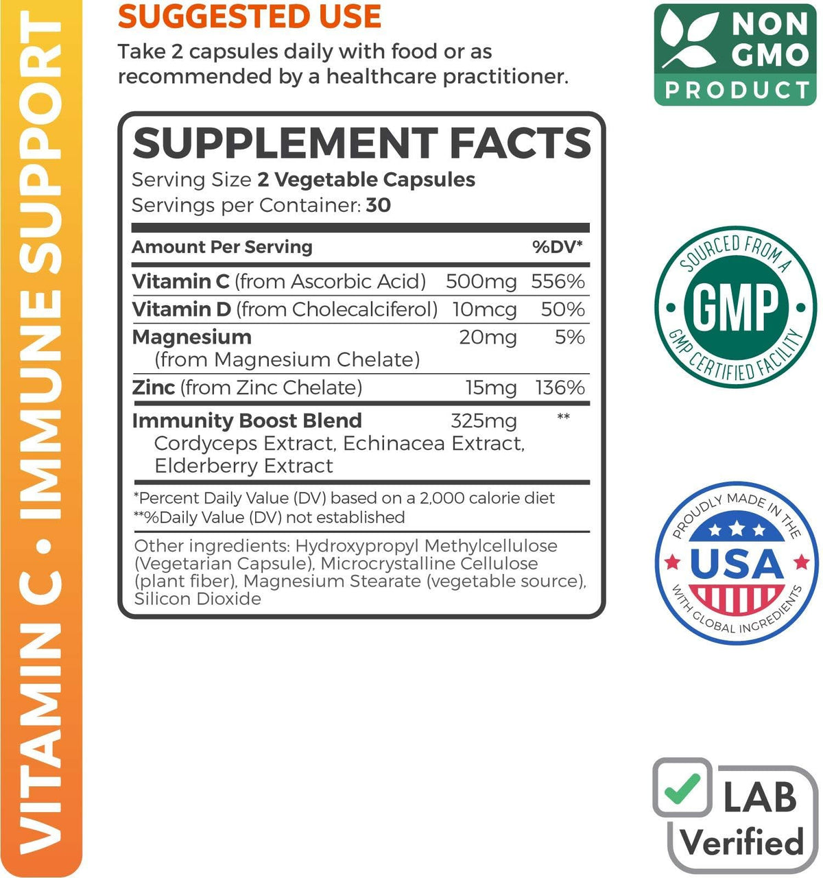 Capsules de Vitamine C Healths Harmony sur une surface blanche