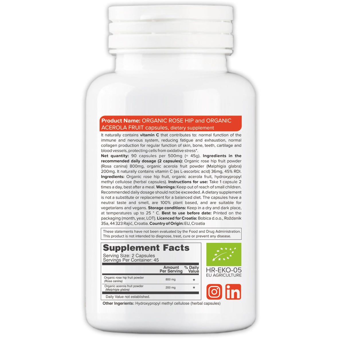 Capsules de vitamine C naturelle b sur fond blanc