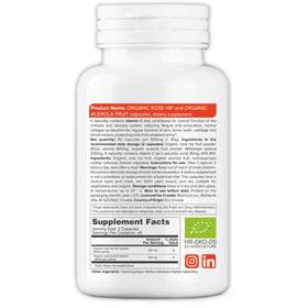 Capsules de vitamine C naturelle b sur fond blanc