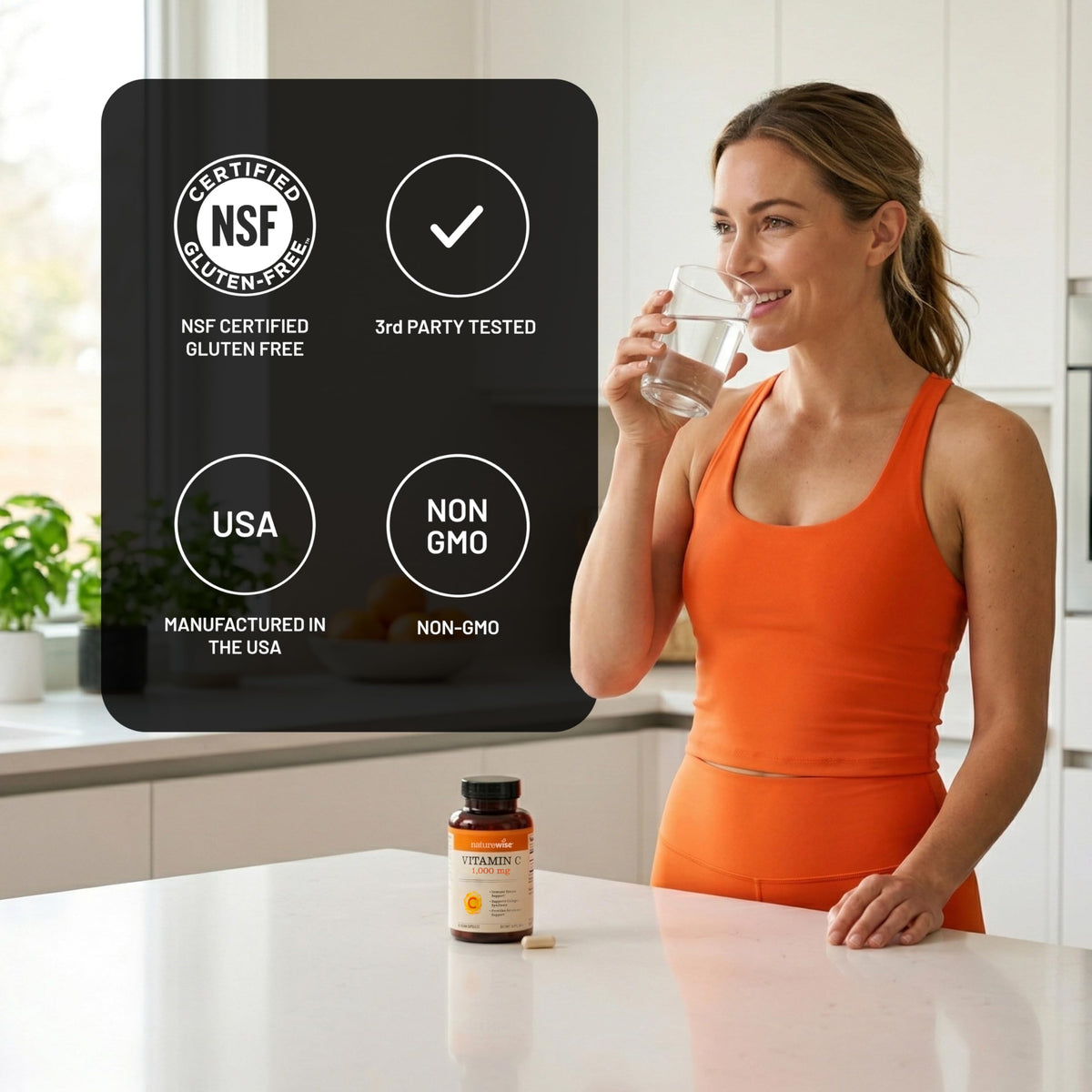 Capsules de Vitamine C NatureWise 1000mg, vue arrière