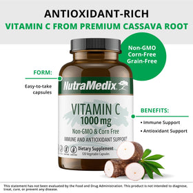 Capsules de vitamine C NutraMedix, dosage de 1000 mg