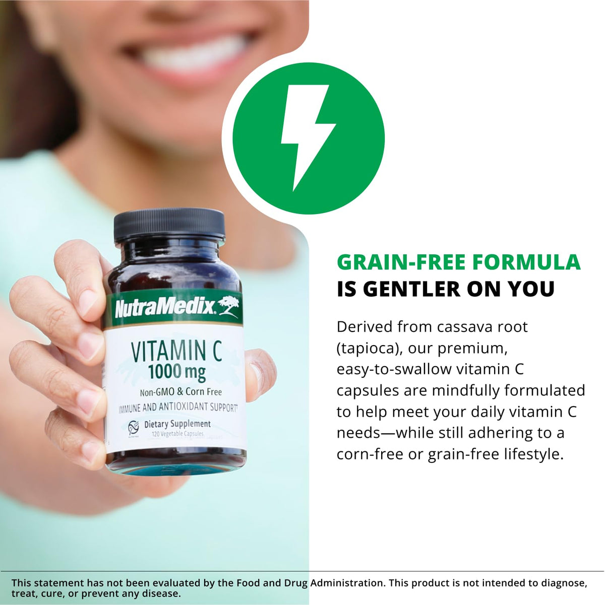 Capsules de vitamine C NutraMedix, flacon ouvert avec capsules