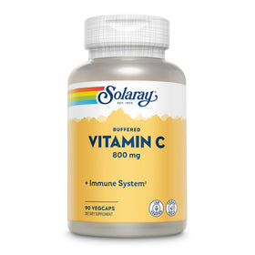 Capsules de Vitamine C SOLARAY sur une surface en bois