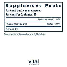 Capsules de Vitamine C Vital Nutrients en gros plan