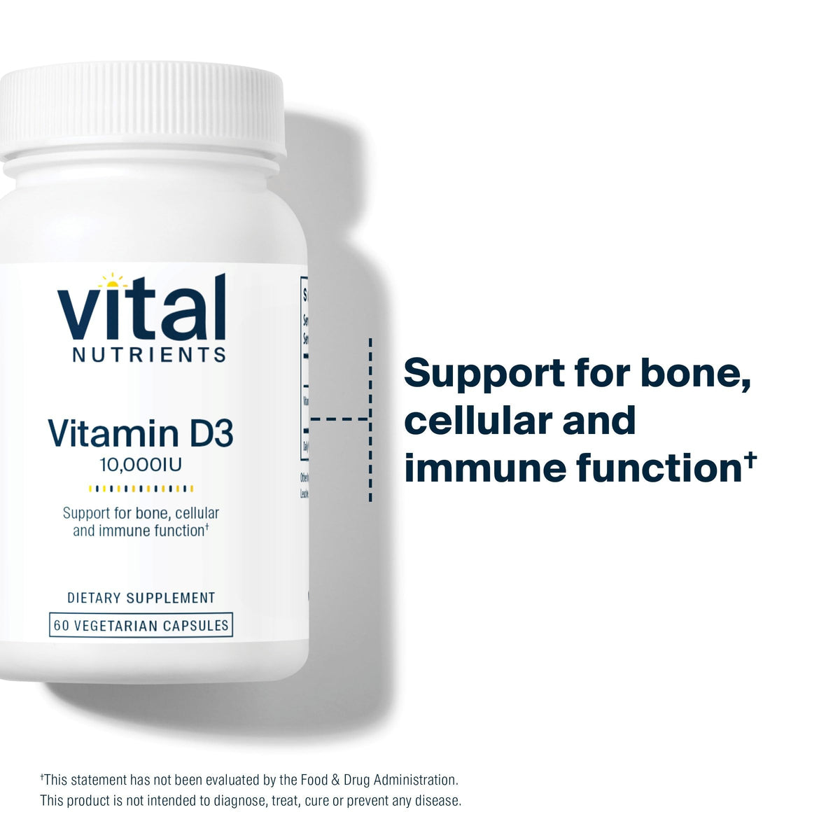 Capsules de Vitamine D 10 000 UI de Vital Nutrients sur fond blanc