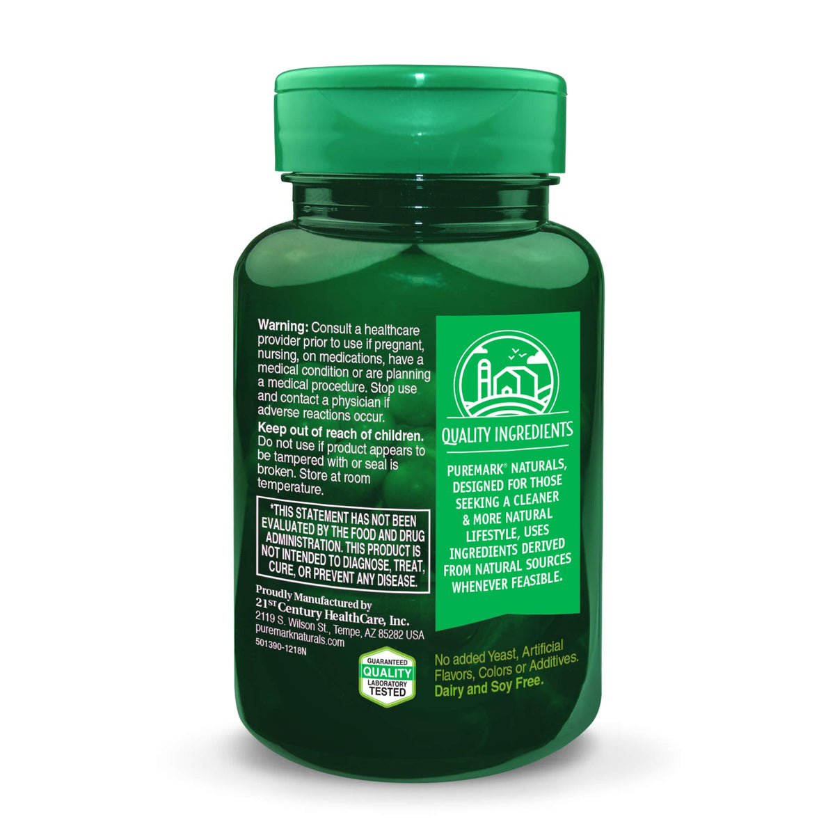 Capsules de Vitamine D 2000 UI Puremark sur fond blanc