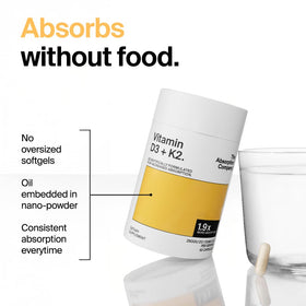 Capsules de Vitamine D3 K2-60 de The Absorption Company sur une table