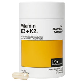 Capsules de Vitamine D3 K2-60 de The Absorption Company, vue de face