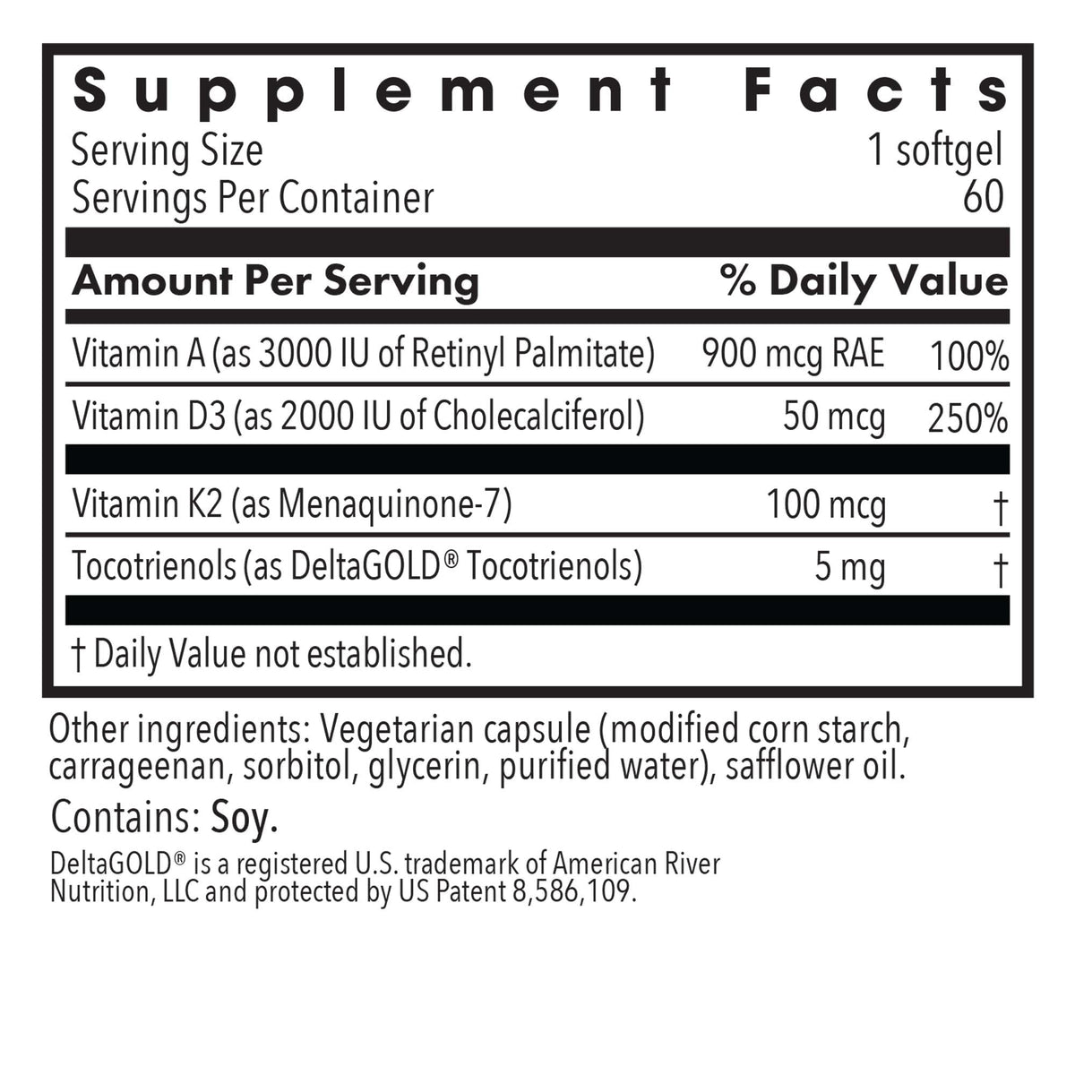 Capsules de vitamine D3 K2 d'Allergy Research Group sur fond blanc