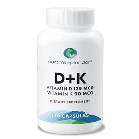 Capsules de Vitamine D3 K2 d'Earth's Splendor, flacon de 120 comprimés