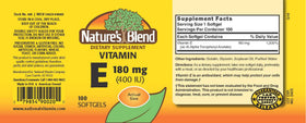 Capsules de vitamine E Nature's Blend 400 IU, format solide