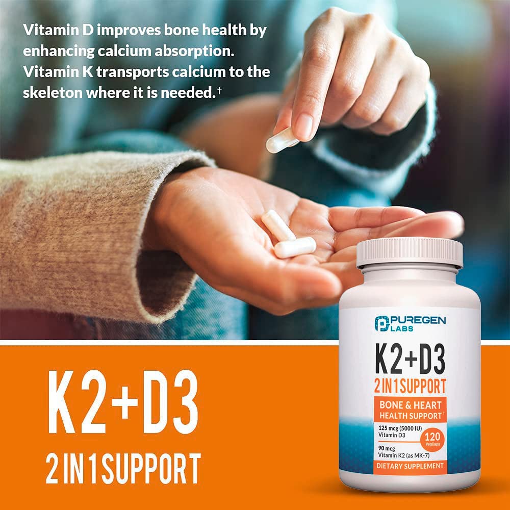Capsules de vitamine K2 et D3 de P Puregen Labs