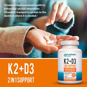 Capsules de vitamine K2 et D3 de P Puregen Labs