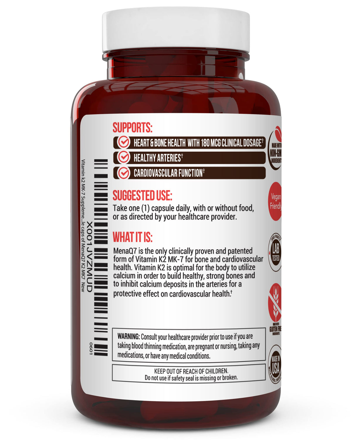 Capsules de Vitamine K2 MK-7 de Truevantage Nutrition, prise en main