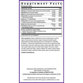 Capsules de vitamines B fermentées bio New Chapter dans un verre