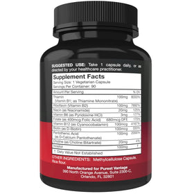 Capsules de vitamines B Purest Vantage sur une table