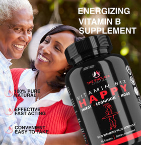 Capsules de Vitamines B12 sur fond blanc