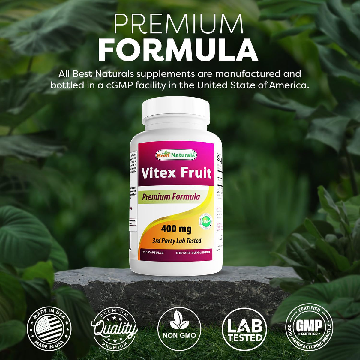 Capsules de Vitex Chasteberry Best Naturals dans un bol