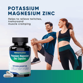 Capsules de Wekannufod Potassium Magnésium sur une table en bois