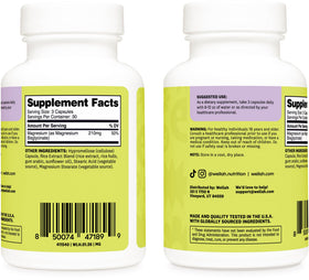 Capsules de Wellah Magnésium Glycinate sur fond blanc