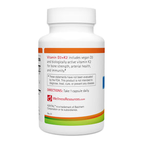 Capsules de Wellness Resources D3 K2, format et dosage