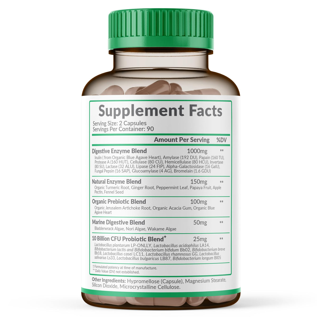 Capsules de Wholesome Wellness Enzymes daily sur une surface blanche