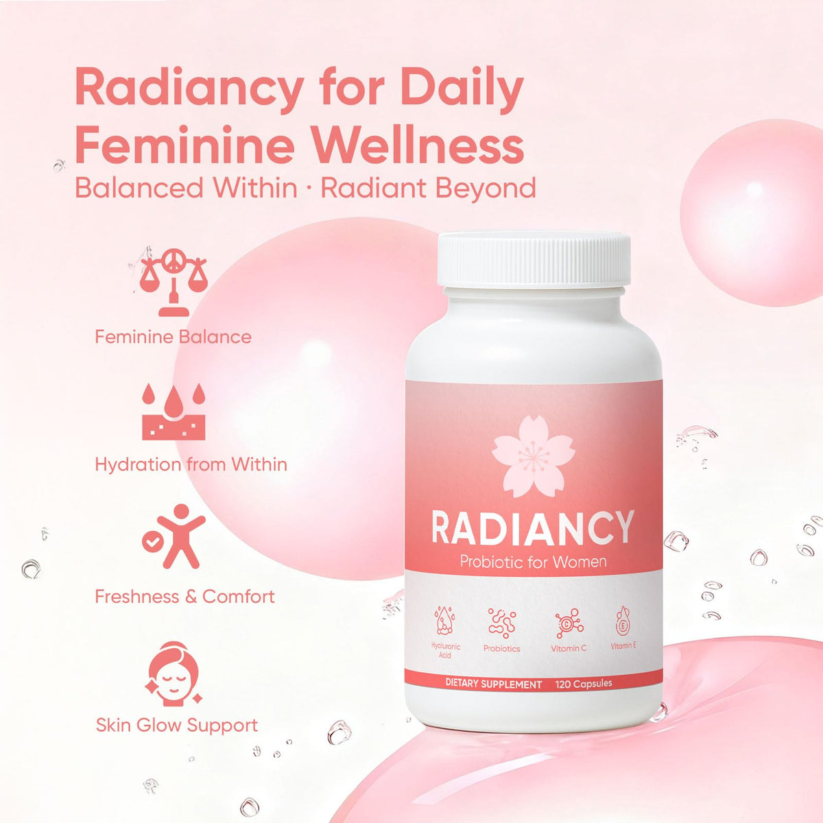 Capsules de WXDOAU Complément Alimentaire Probiotique Femme sur une surface