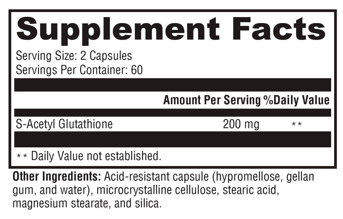 Capsules de XYMOGEN S-Acetyl Glutathione sur fond blanc