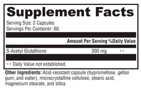 Capsules de XYMOGEN S-Acetyl Glutathione sur fond blanc