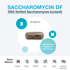 Capsules de XYMOGEN Saccharomycin 10B sur fond blanc
