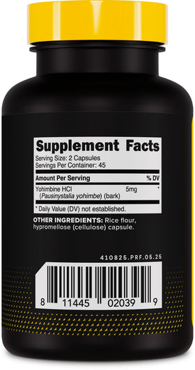Capsules de Yohimbine HCl Primaforce sur une surface blanche