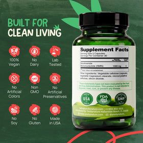 Capsules de YOUBYNATURE NMN 1000mg sur fond blanc