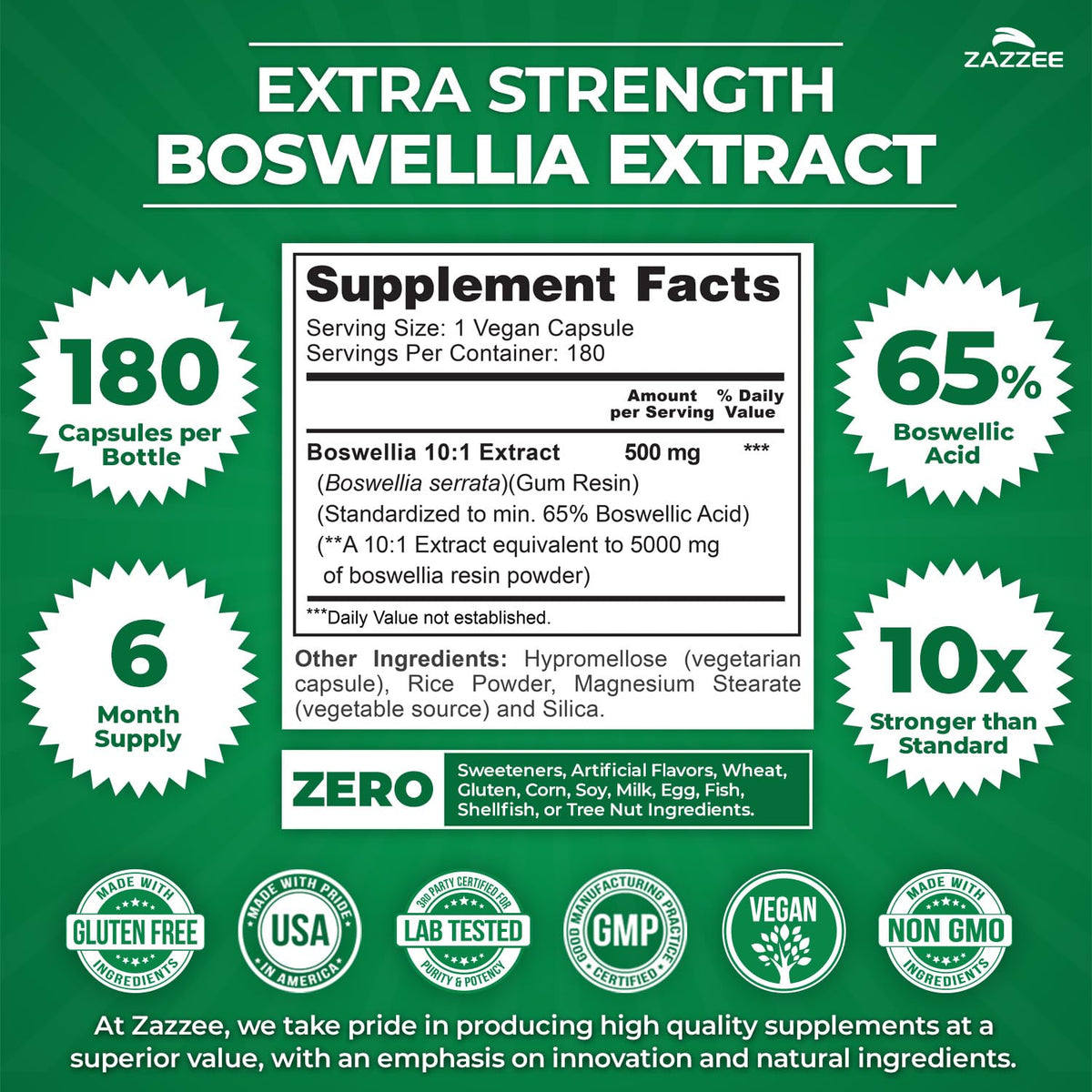 Capsules de Zazzee Boswellia Serrata sur une table